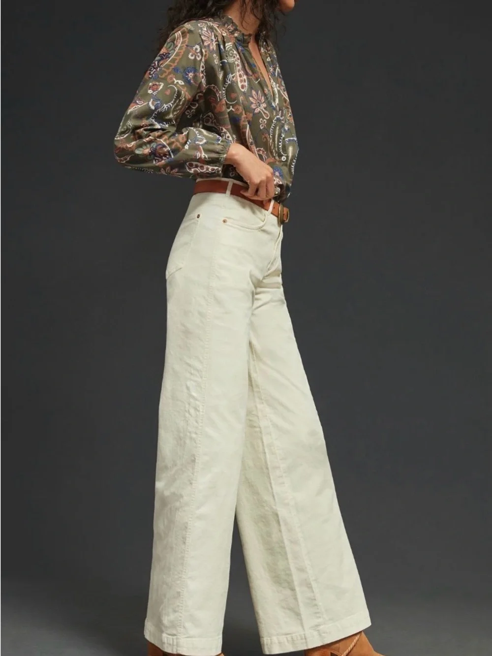 Off White Wide-Leg Pants - Picture 3 of 7